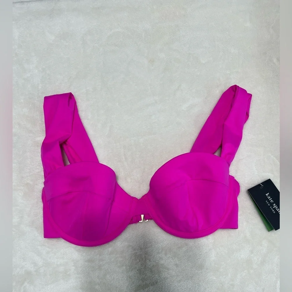 Kate Spade Bikini Set Size Small NWT Hot Pink Underwire Top 2 Piece Swimsuit